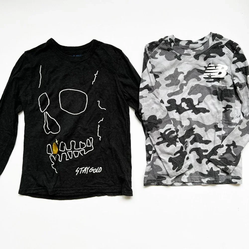 ✨5 for $25✨ Set of 2 Long Sleeve Tees - New Balance Camo and Skeleton St…